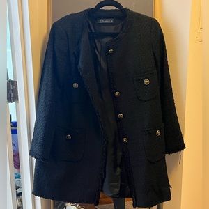 Zara oversize black blazer with gold buttons size large
